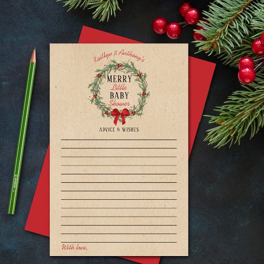Papier Joyeux Baby shower de Noël Conseils et souhaits