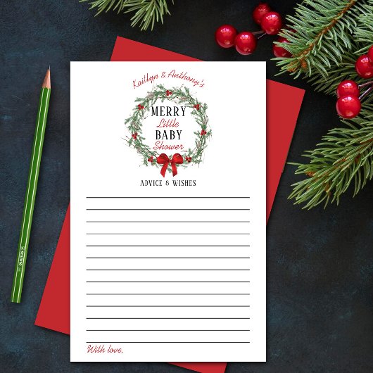 Papier Joyeux Baby shower de Noël Conseils et souhaits