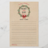 Papier Joyeux Baby shower de Noël Conseils et souhaits (Devant)