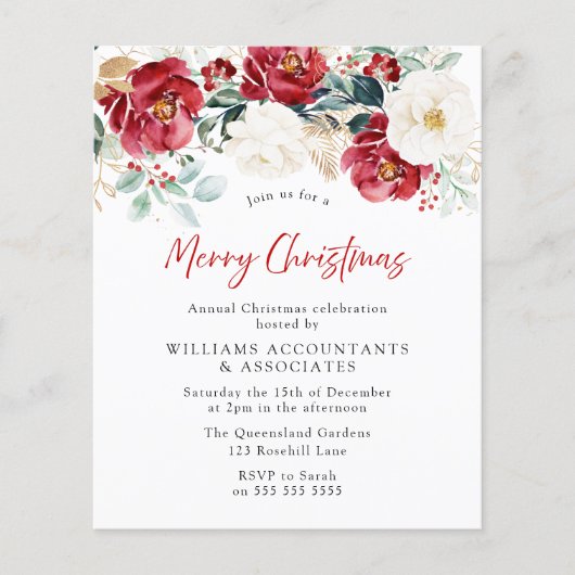 Papier Joyeux Noël Budget Noël Fête Invitation (Devant)