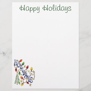 Papier Joyeux Noël, Lumières et Étoiles avec Texte de Fêt
