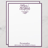Papier Joyeux Noël Purple Holiday Personnalisé (Devant / Derrière)