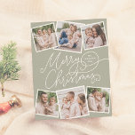 Papier Joyeux Noël Sage Vert 6 Photos Budget<br><div class="desc">Répandez des vacances de joie avec ce charmant carte photo à budget de Noël vert sauge! Le devant présente "Joyeux Noël" en calligraphie manuscrite ludique, avec votre nom de famille et l'année cachée dans l'un des fleuris. Ajoutez une touche personnelle avec six photos personnalisées — trois en haut et trois...</div>