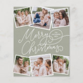 Papier Joyeux Noël Sage Vert 6 Photos Budget (Devant)