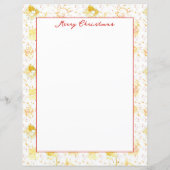 Papier Joyeux Noël Snowflakes Golden Jaune (Devant)