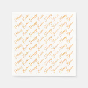 Papier Joyeux Pâques écriture Orange sur serviette en pap