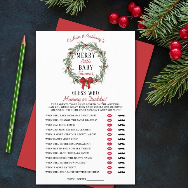 Papier Joyeux Petit Baby shower de Noël Devinez Qui Joue (Créateur téléchargé)