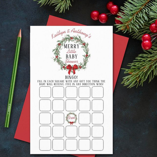 Papier Joyeux petit Baby shower de Noël Jeu de Bingo (Créateur téléchargé)