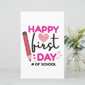 Papier Joyeux premier jour d'école, Coeurs mignons (Debout devant)