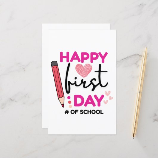 Papier Joyeux premier jour d'école, Coeurs mignons (Devant/Arrière en situation)