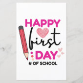 Papier Joyeux premier jour d'école, Coeurs mignons (Devant)