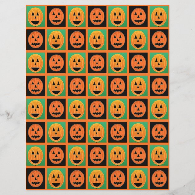 Papier Joyeux visage de citrouille Halloween (Devant)