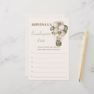 Papier Juego para Baby shower Adivina la comida