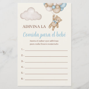 Papier Juego para Baby shower Adivina la comida