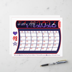 Papier Juillet 2026 Rouge Blanc Bleu AMOUR FabricFont Mar