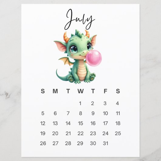 Papier July Baby Dragon Art Print Whimsical Fantasy (Devant)