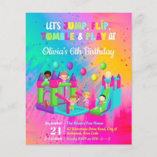 Papier Jump Trampoline Bounce House Enfant Invitation d'a (Devant)