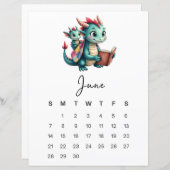 Papier June Baby Dragon Playful Fantasy Monthly Calendar (Devant / Derrière)
