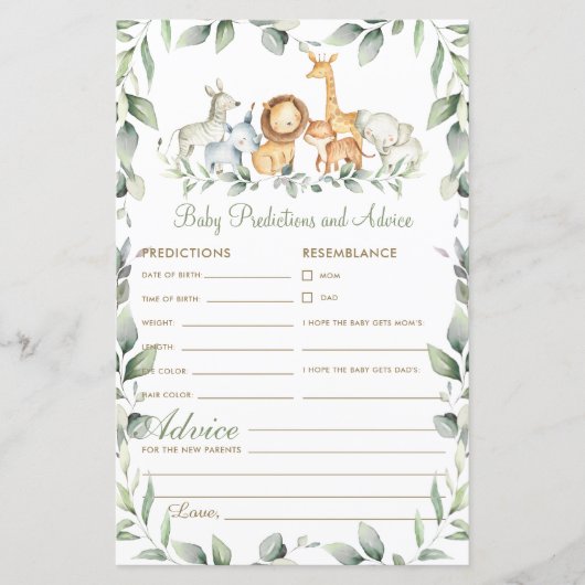 Papier Jungle Animal Green Prédictions et conseils pour b (Devant)