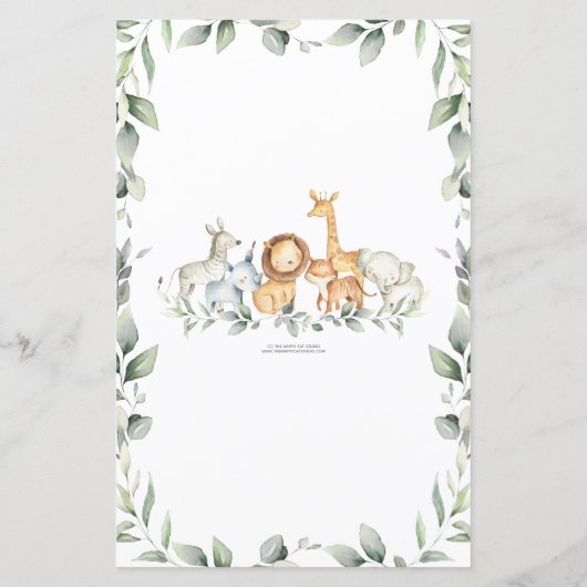 Papier Jungle Animaux bien souhaits pour le jeu de Baby s (Dos)