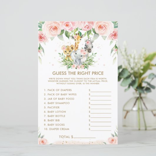 Papier Jungle Animaux Floral Devinez le bon prix jeu (Debout devant)