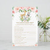 Papier Jungle Animaux Floral Qui Connaît Papa Meilleur Je (Debout devant)