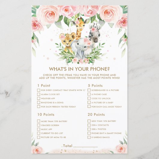 Papier Jungle Animaux Floral What's In Your Phone Game (Devant)