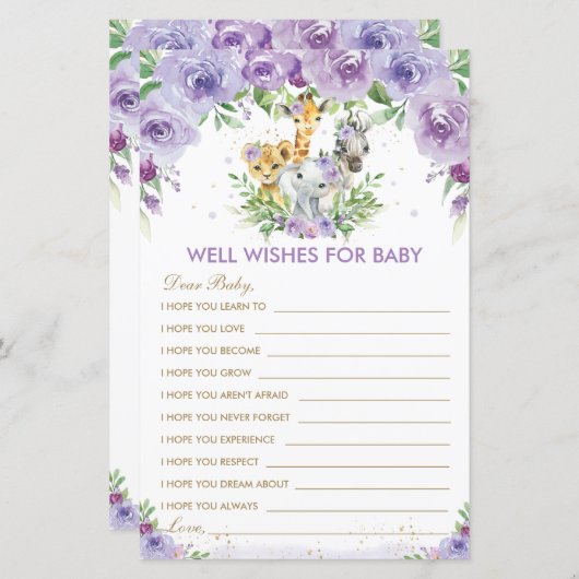 Papier Jungle Animaux Floral Wives for Baby Card (Devant / Derrière)