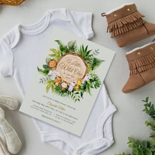 Papier jungle animaux sauvages un baby shower invitation