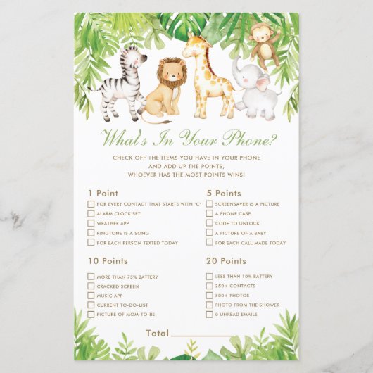 Papier Jungle Animaux Végétation Ce qu'il y a dans votre (Devant)