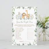 Papier Jungle devine le bon prix jeu Baby shower (Debout devant)