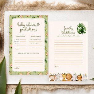 Papier Jungle Green Baby shower Tropical Prédictions Jeu