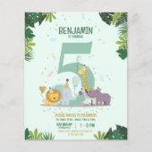 Papier Jungle Safari Animaux Budget Anniversaire Invitati (Devant)
