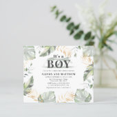 Papier Jungle Safari Couples Boy Baby shower Invitation (Debout devant)