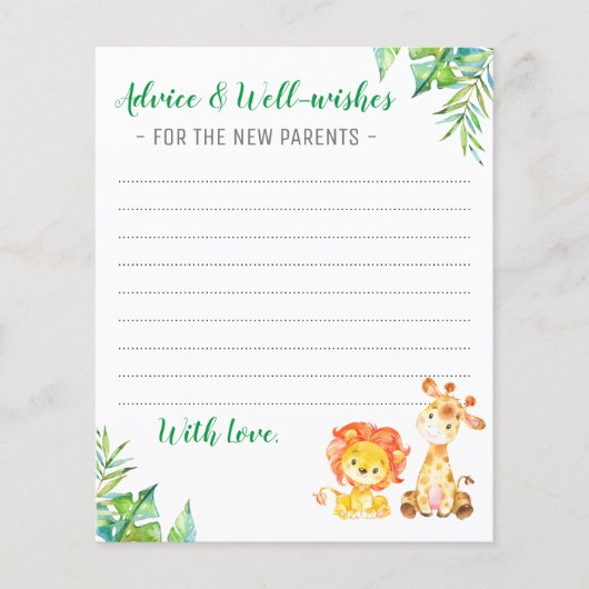 Papier Jungle Safari Garçon Douche Nouveau Parents Consei (Devant)