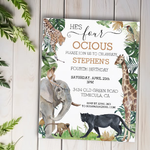 Papier Jungle Safari Quatrième quatre Anniversaire Black