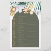 Papier Jungle Safari Thème Baby Word Scramble Jeu (Devant)