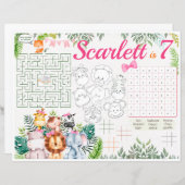 Papier Jungle Sets de table Safari, fiche d'activité Safa (Devant / Derrière)