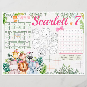Papier Jungle Sets de table Safari, fiche d'activité Safa