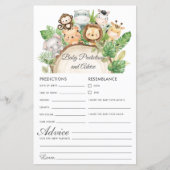 Papier Jungle Vert Baby Prédictions et conseils Douche (Devant)