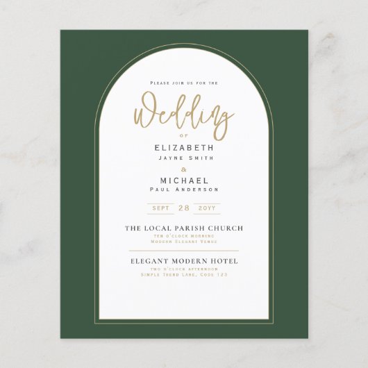 Papier Juniper Green Faire-part de mariage moderne (Devant)