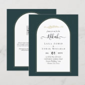 Papier Juniper Green Gold Mariage moderne INVITE QR Code (Devant / Derrière)