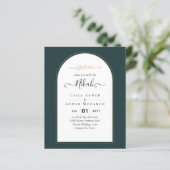 Papier Juniper Green Gold Mariage moderne INVITE QR Code (Debout devant)