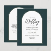 Papier JUNIPER Green Gold Wedding INVITE QR Code moderne (Devant / Derrière)