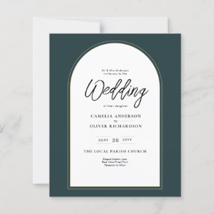 Papier JUNIPER Green Gold Wedding INVITE QR Code moderne