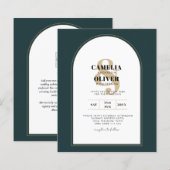 Papier JUNIPER Green Gold Wedding INVITE QR Code moderne (Devant / Derrière)