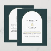 Papier JUNIPER Green Gold Wedding INVITE QR Code moderne (Devant / Derrière)