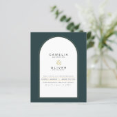 Papier JUNIPER Green Gold Wedding INVITE QR Code moderne (Debout devant)