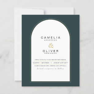 Papier JUNIPER Green Gold Wedding INVITE QR Code moderne