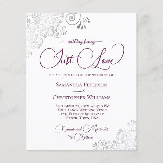 Papier Just Love Magenta QR Code BUDGET Mariage Inviter (Devant)